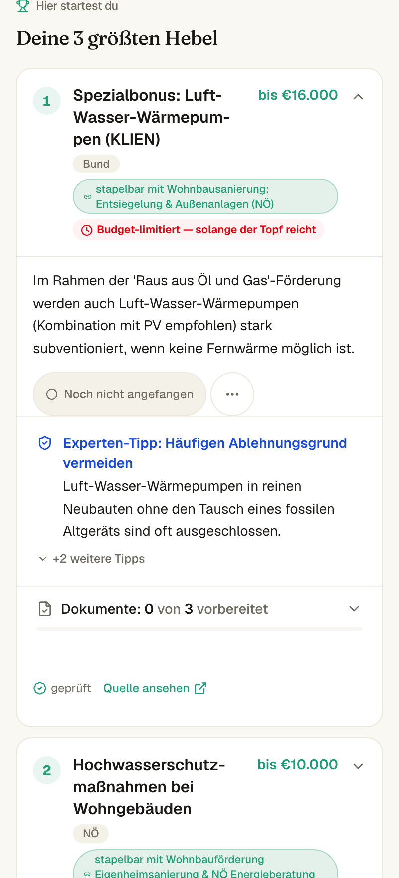 Beispiel: Deine größten Hebel + was sich kombiniert