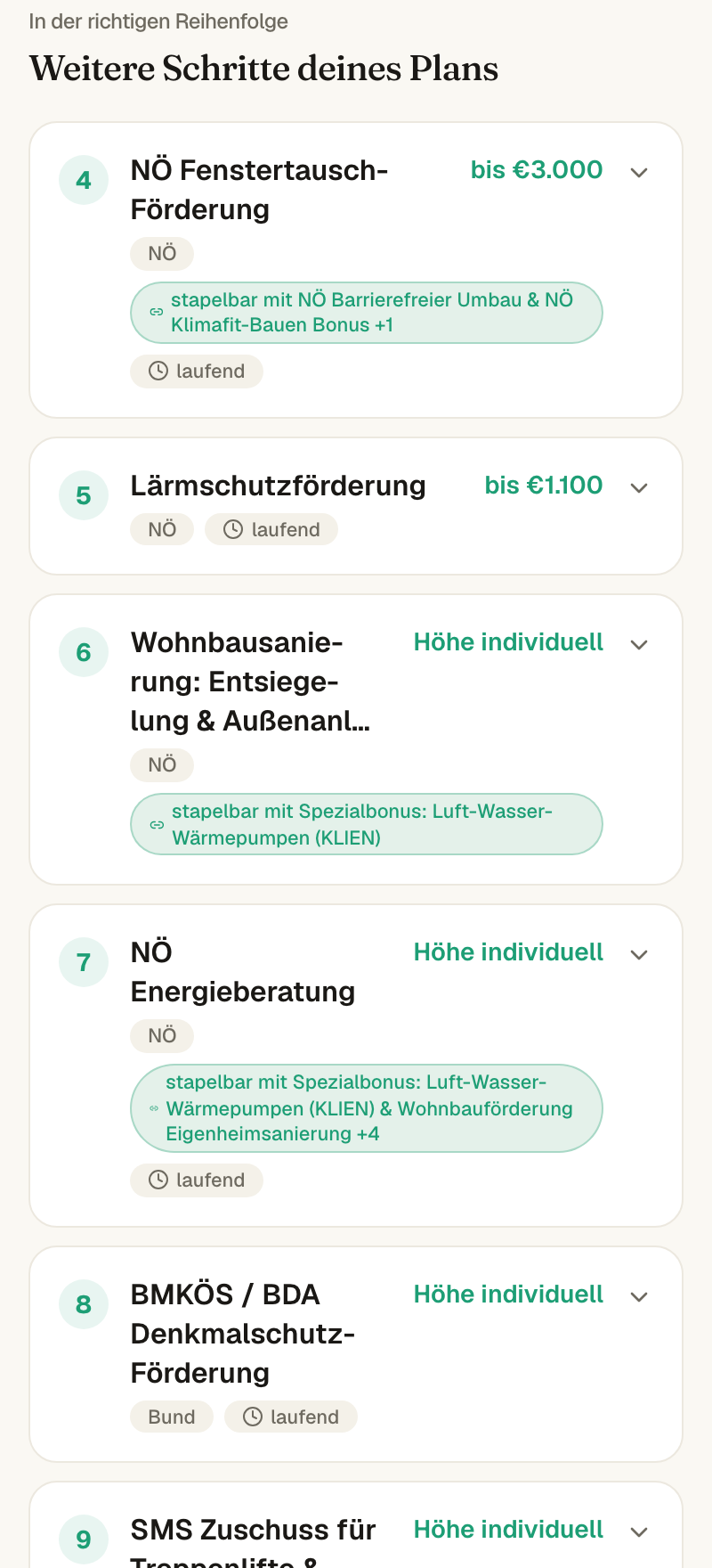 Beispiel: Schritt für Schritt — richtige Reihenfolge